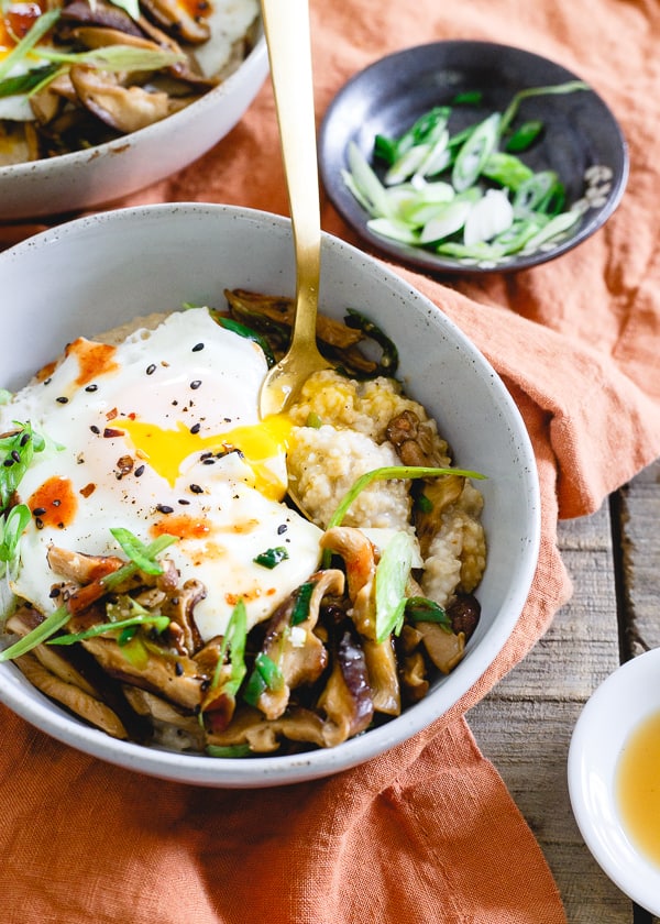 Savory Asian Oat Bran in a bowl.