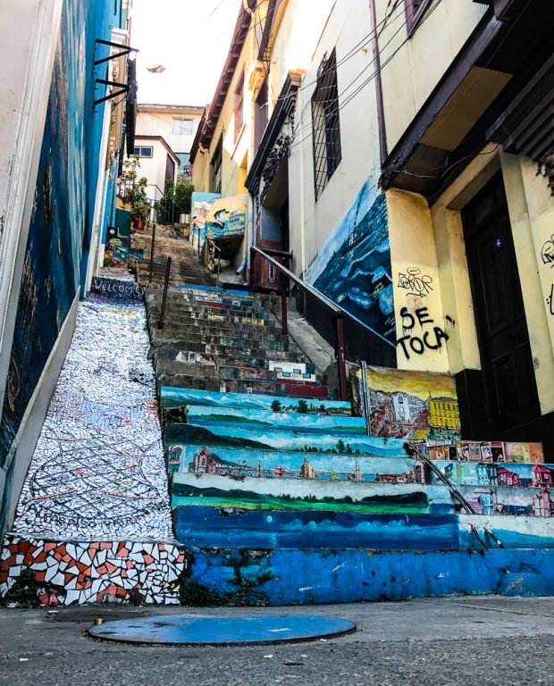 If you find yourself in Chile don't miss the opportunity to go on a Valparaiso Chile graffiti walking tour. The town is full of beautiful street art and graffiti and you will be rewarded with amazing views of the town as you walk up and down the many hills and old stairways of the town. 