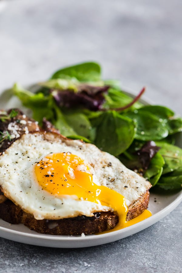 Garlic Wild Mushrooms on Toast with a runny egg.