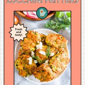 Greek Zucchini Fritters pin for Pinterest.