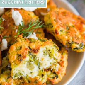 Greek Zucchini Fritters pin for Pinterest.