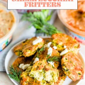 Greek Zucchini Fritters pin for Pinterest.
