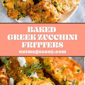 Greek Zucchini Fritters pin for Pinterest.