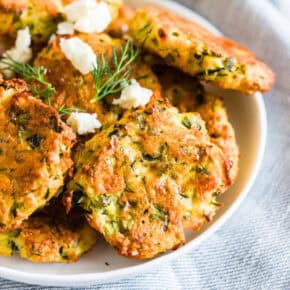 Greek Zucchini Fritters pin for Pinterest.