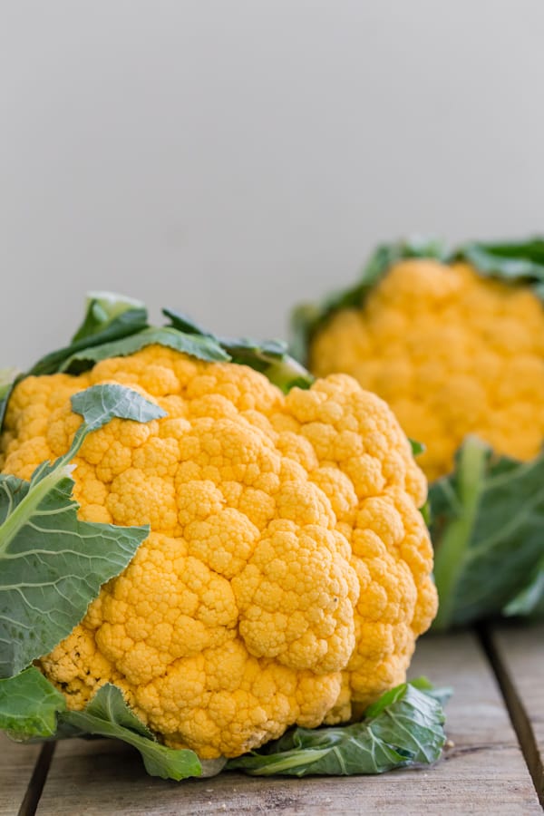 a full head of orange cauliflower.