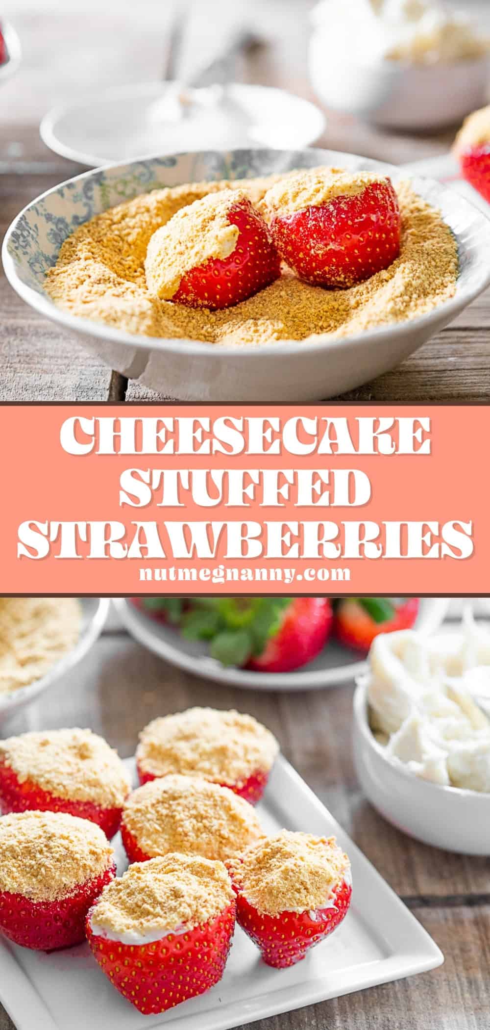 Cheesecake Stuffed Strawberries pin for Pinterest. 
