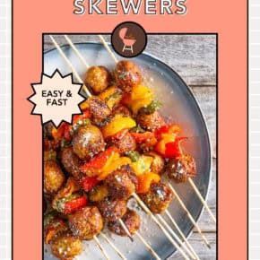 Grilled Chicken Meatball Skewers pin for Pinterest