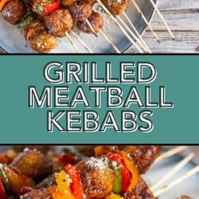 Grilled Chicken Meatball Skewers pin for Pinterest