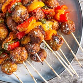 Grilled Chicken Meatball Skewers pin for Pinterest