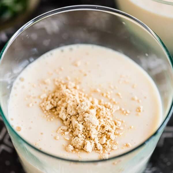 This peanut butter protein shake is the perfect meal replacement or light midday pick-me-up. Made with protein-packed fat free milk, powdered peanut butter, protein powder and an extra special ingredient to keep it extra smooth. You'll love this shake! 