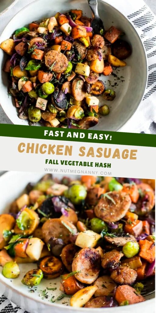 Chicken Sausage Vegetable Hash pin for Pinterest 