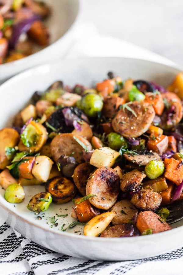 Chicken Sausage Vegetable Hash in a bowl. 