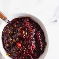 This super simple ginger laced cranberry orange sauce is perfect for Thanksgiving, Christmas or everyday eating. Made with fresh cranberries, orange juice and just a touch of brown sugar. You'll never need to buy canned again!