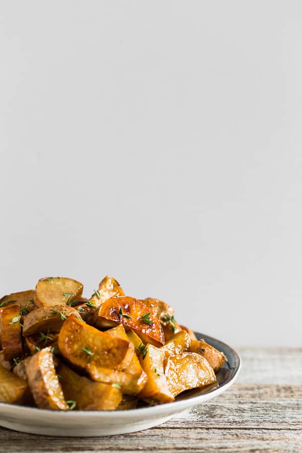 Roasted White Sweet Potatoes served warm. 