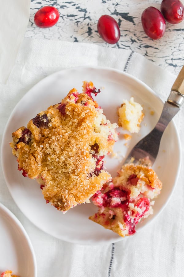 Vanilla Cranberry Buttermilk Cake on a plate.