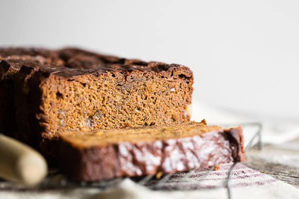 Gingerbread Banana Bread cut in half.