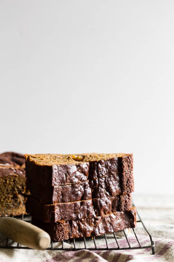 Gingerbread Banana Bread sliced.