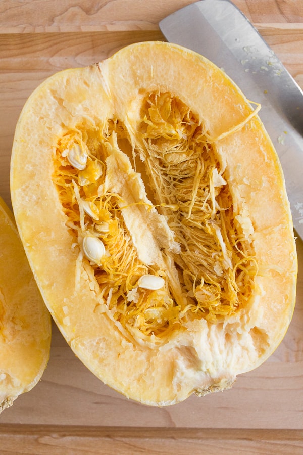 Spaghetti squash cut in half