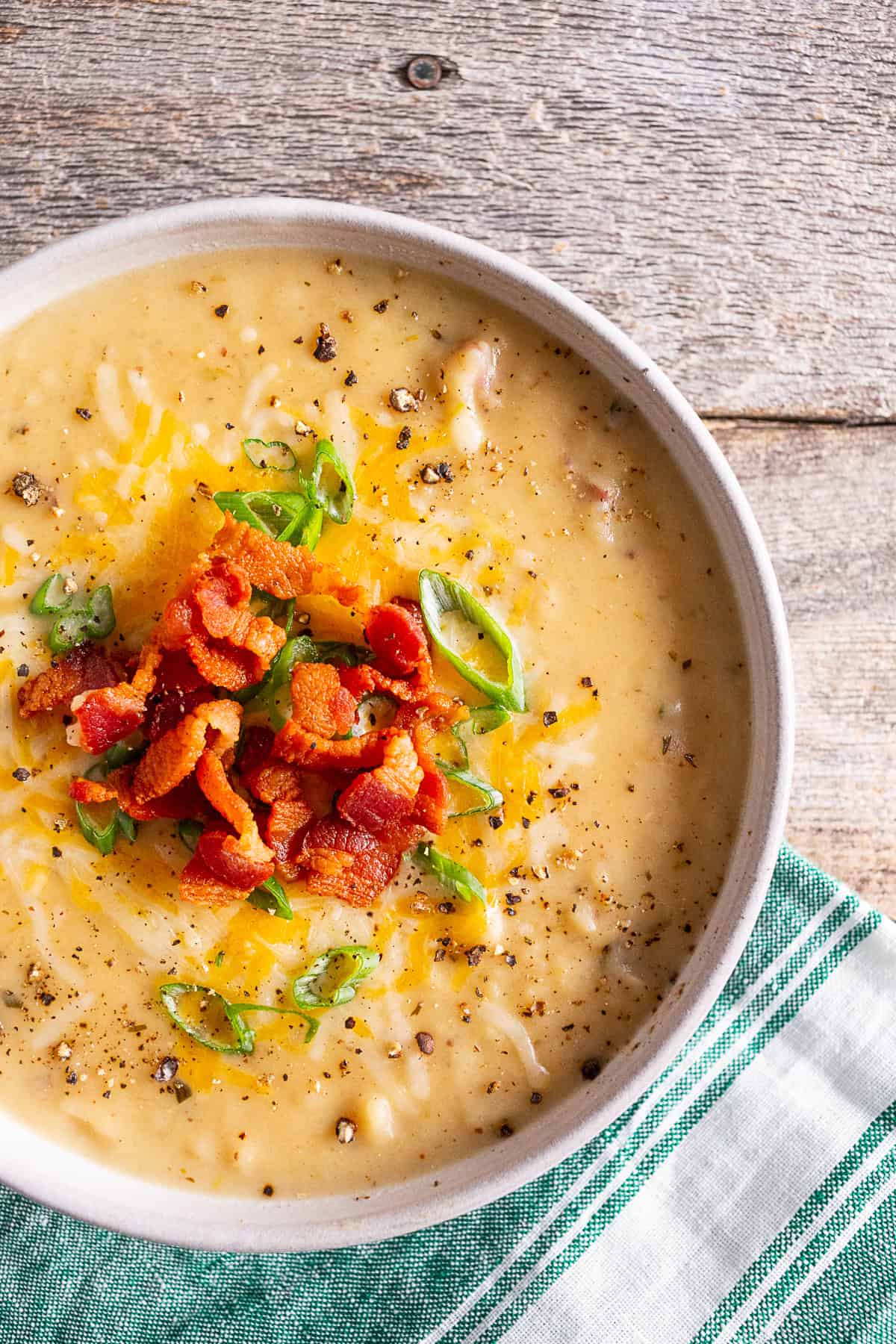 Loaded Baked Potato Soup in a bowl.