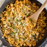 This one pot buffalo chicken pasta is PACKED full of flavor and made in just one pot, or skillet. It only uses a few simple ingredients and is ready in just 30 minutes. Trust me, you'll love this simple supper.