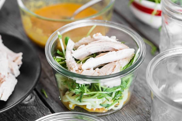 Chicken added to Homemade Cup of Noodles jar.