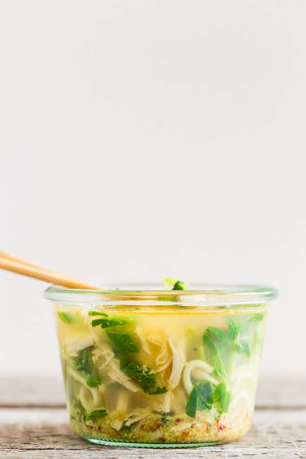 Homemade Cup of Noodles filled with hot water.