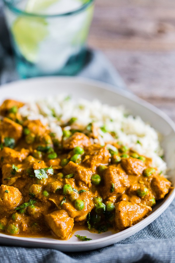 Instant Pot Chicken Tikka Masala served with cilantro.
