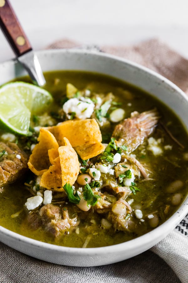 Instant Pot Pork Chili Verde in a bowl.