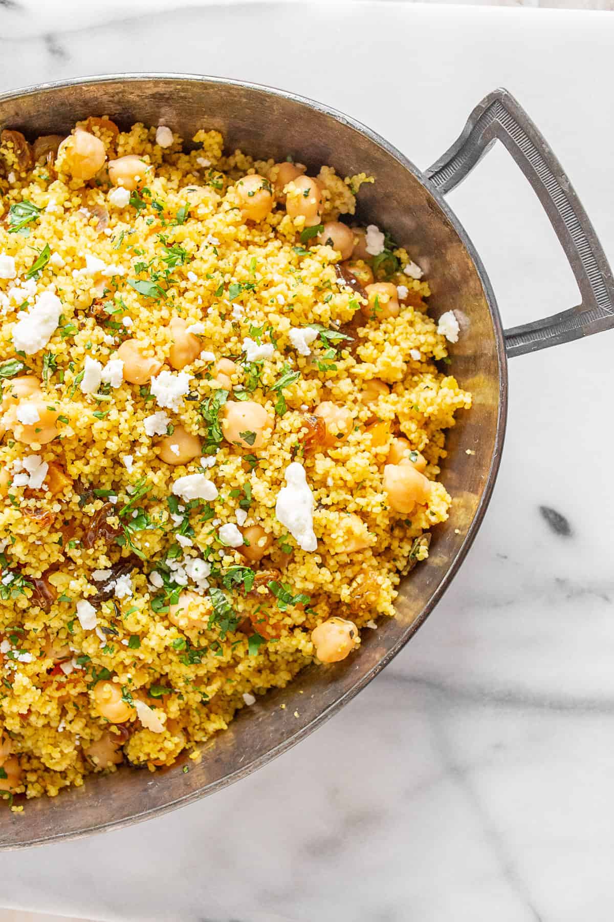Moroccan Couscous in a baking dish. 