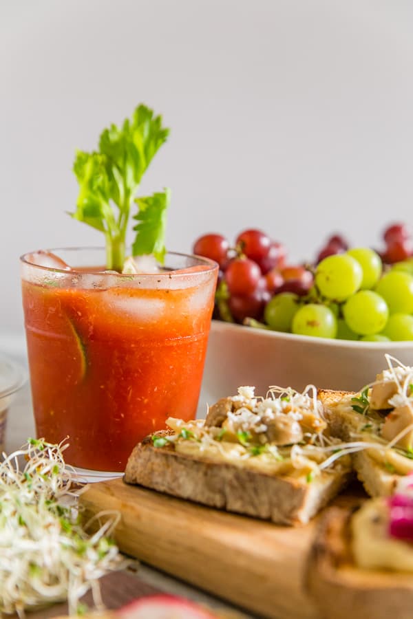 Horseradish Bloody Mary served with fresh lime.