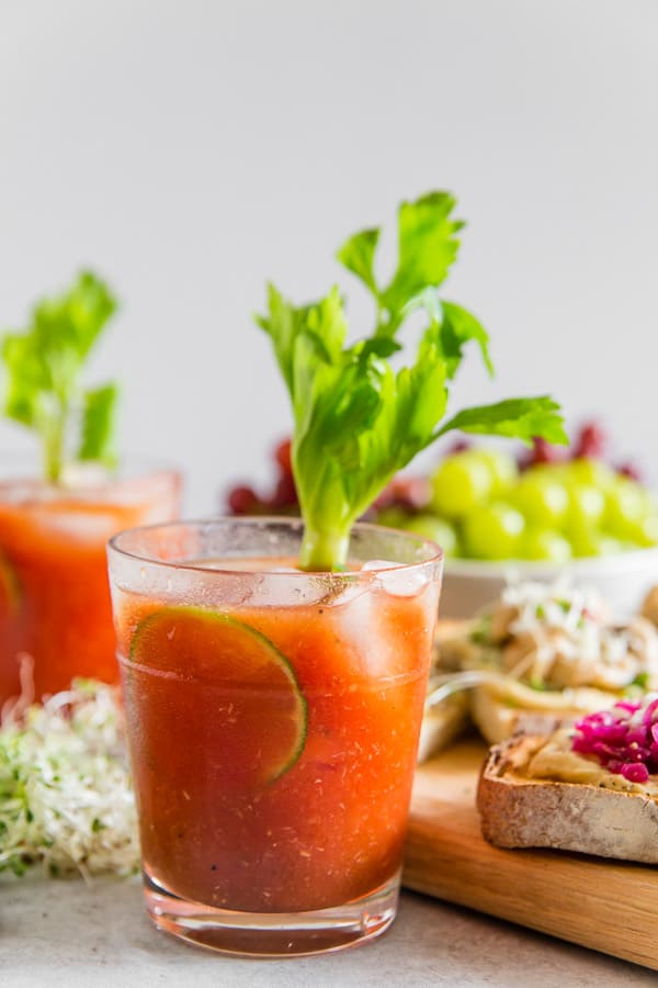 Horseradish Bloody Mary served with fresh celery.
