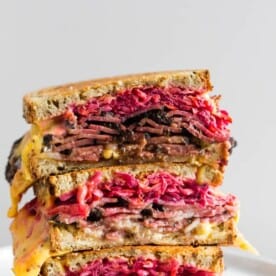 This grilled pastrami and root vegetable slaw sandwich is the perfect autumn sandwich. It’s grilled until the outside is crispy and the inside is perfectly warmed through. Plus, the addition of a homemade root vegetable slaw takes this sandwich to a whole new level of deliciousness.