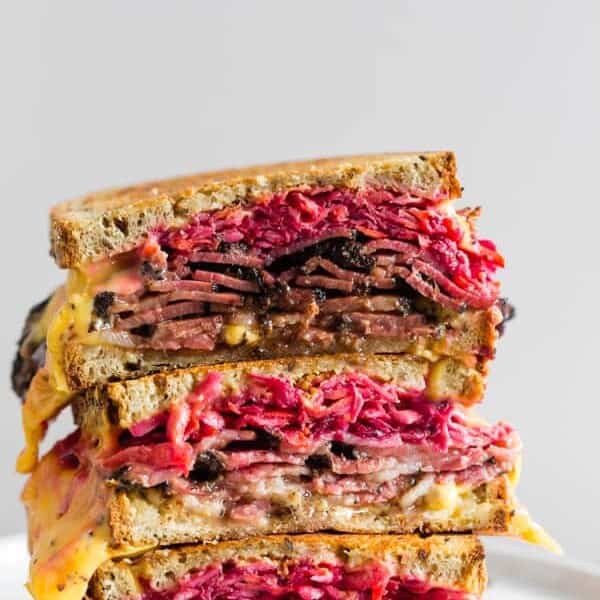 This grilled pastrami and root vegetable slaw sandwich is the perfect autumn sandwich. It’s grilled until the outside is crispy and the inside is perfectly warmed through. Plus, the addition of a homemade root vegetable slaw takes this sandwich to a whole new level of deliciousness.
