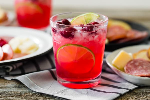 horizontal shot of cranberry lemonade ginger beer cocktail