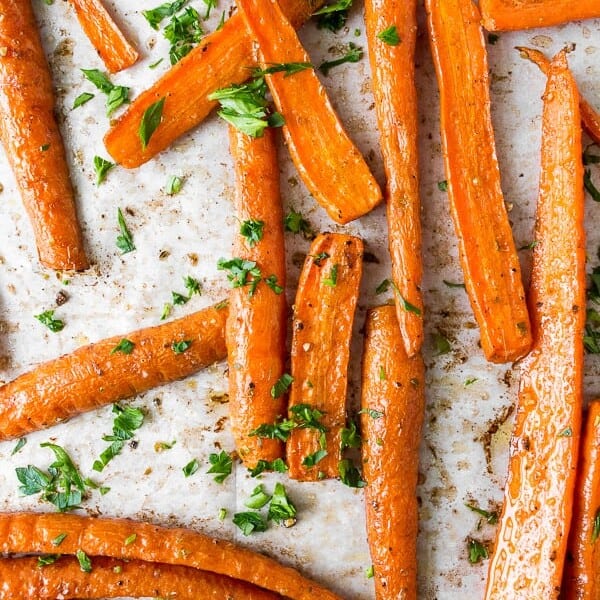 overhead shot of the best easy roasted carrots