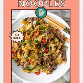 Beef Drunken Noodles pin for Pinterest.