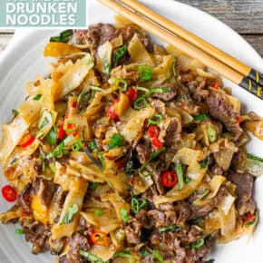 Beef Drunken Noodles pin for Pinterest.