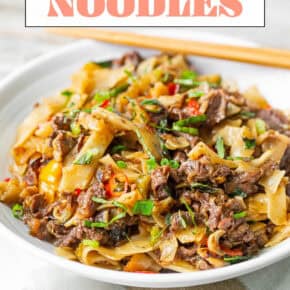 Beef Drunken Noodles pin for Pinterest.