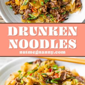 Beef Drunken Noodles pin for Pinterest.