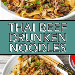 Beef Drunken Noodles pin for Pinterest.