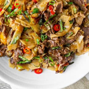 Beef Drunken Noodles pin for Pinterest.