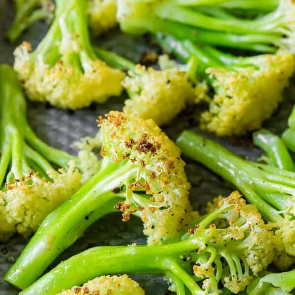 How to Roast Caulilini Baby Cauliflower close up shot