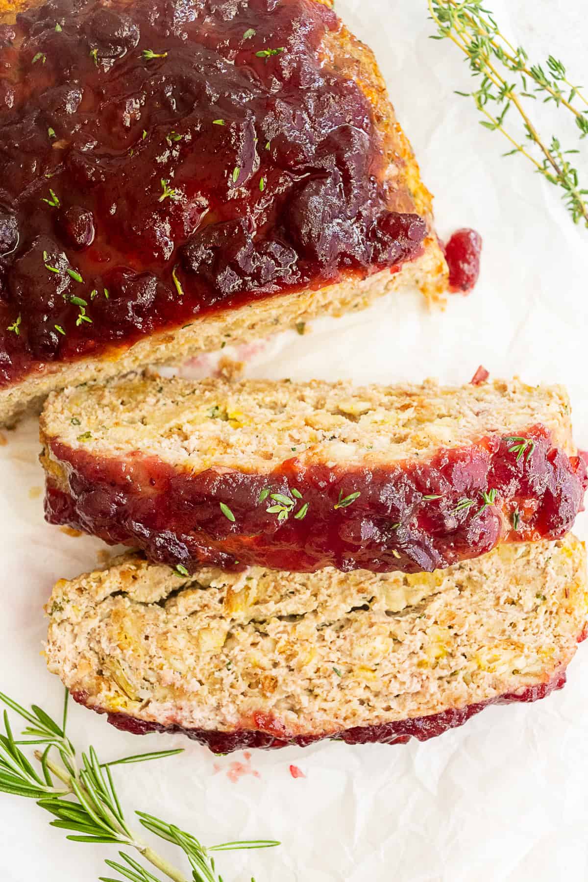 Sliced Thanksgiving turkey meatloaf