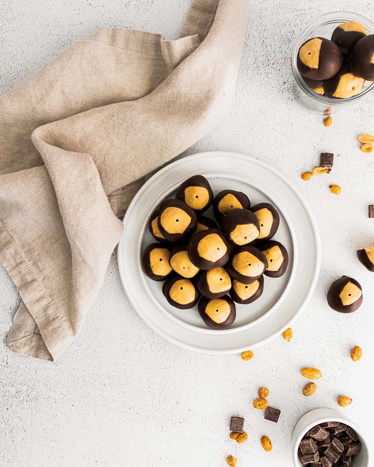 overhead shot of peanut butter buckeyes