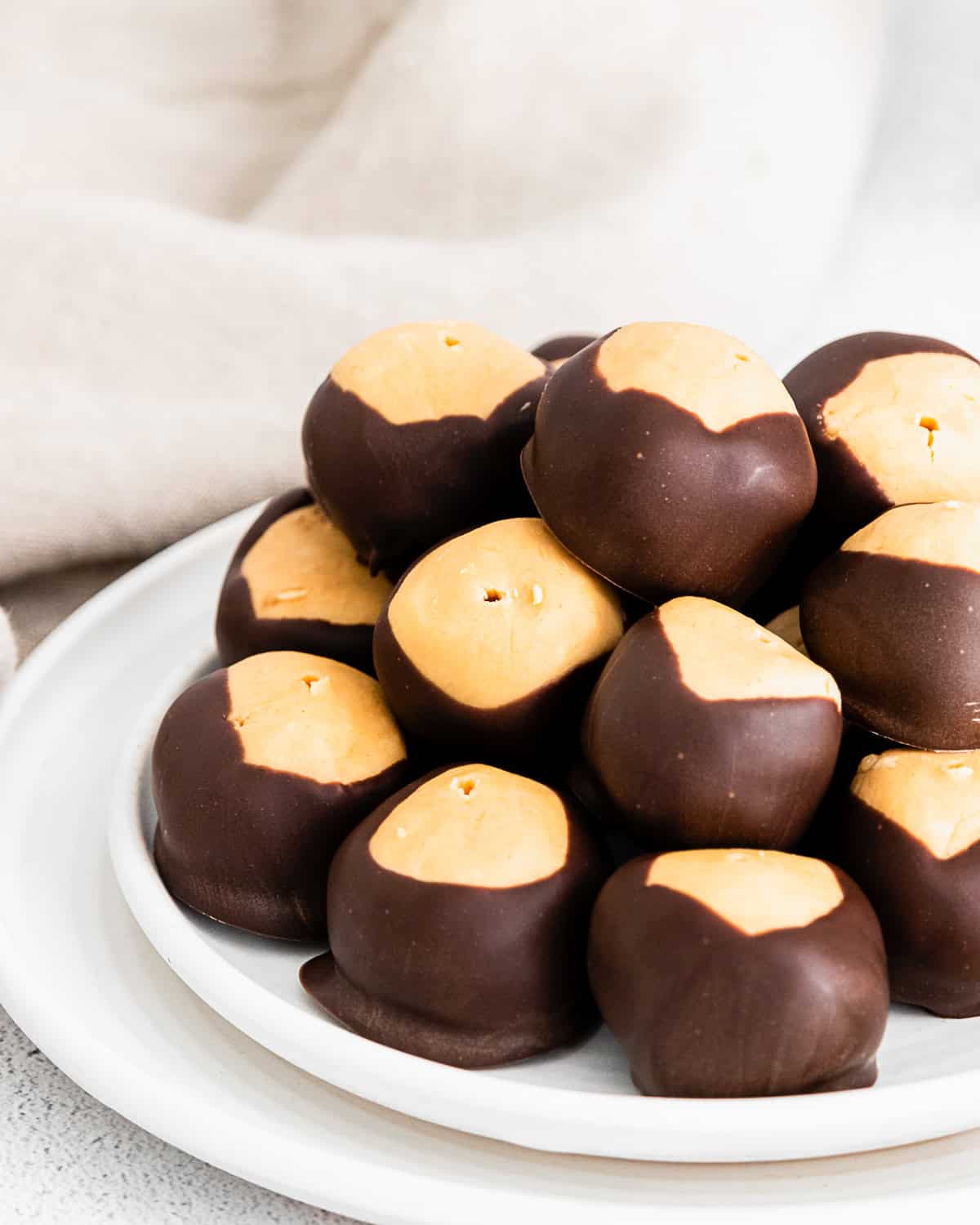 peanut butter buckeyes on a plate