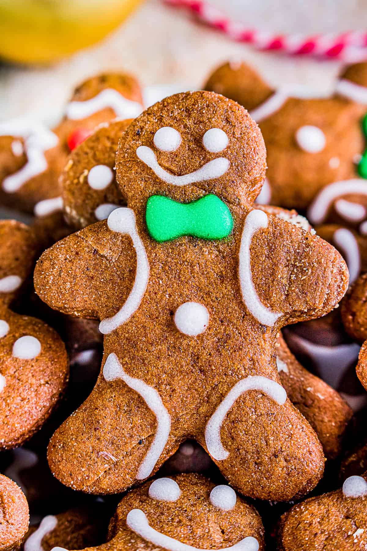 close up of soft gingerbread cutout cookies