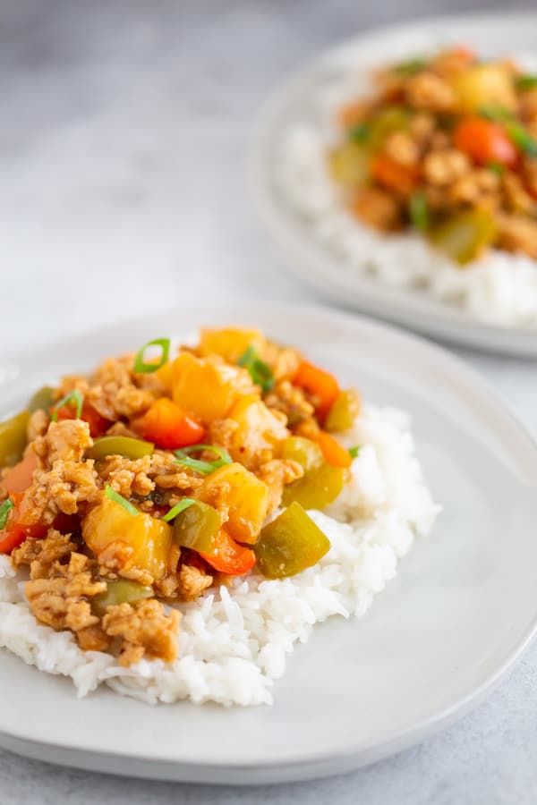 2 portions of sweet and sour ground chicken