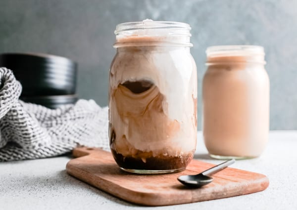 2 glasses of iced brown sugar oat milk shaken espresso.