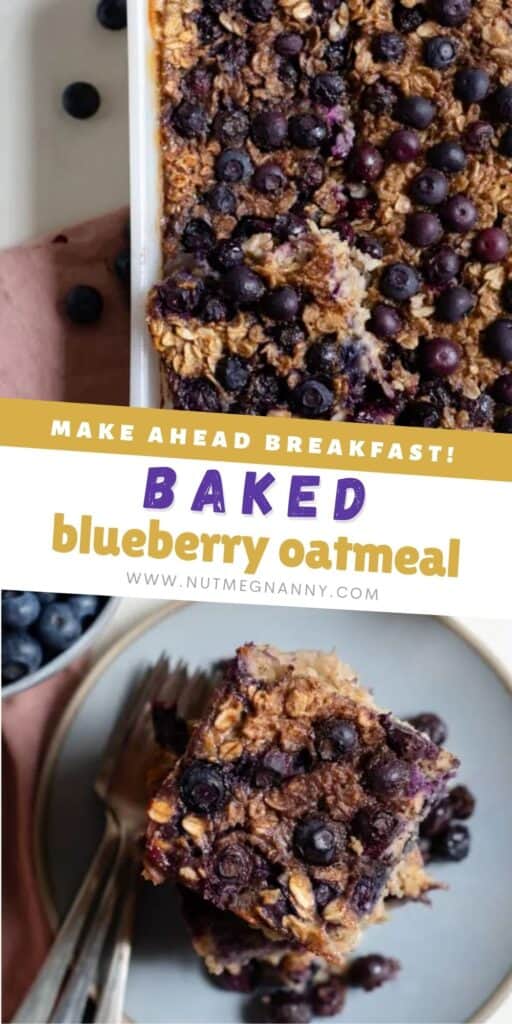Baked Blueberry Oatmeal pin for pinterest.