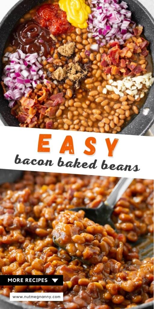easy bacon baked beans pin for pinterest.